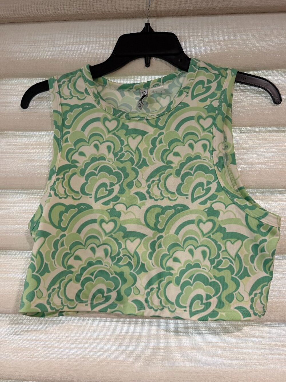 70s green patterned tank (size L)